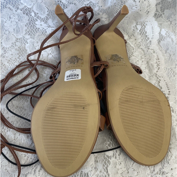 Express Women's Size 9 Tie-Up Gladiator Heeled Sandals whit tag see photos - Picture 9 of 10